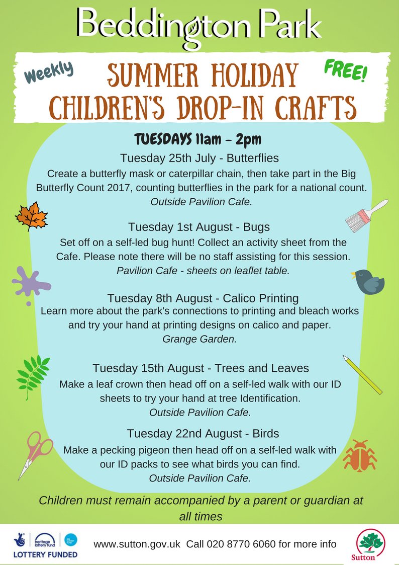 Summer holiday free children’s craft sessions, Beddington Park Inside